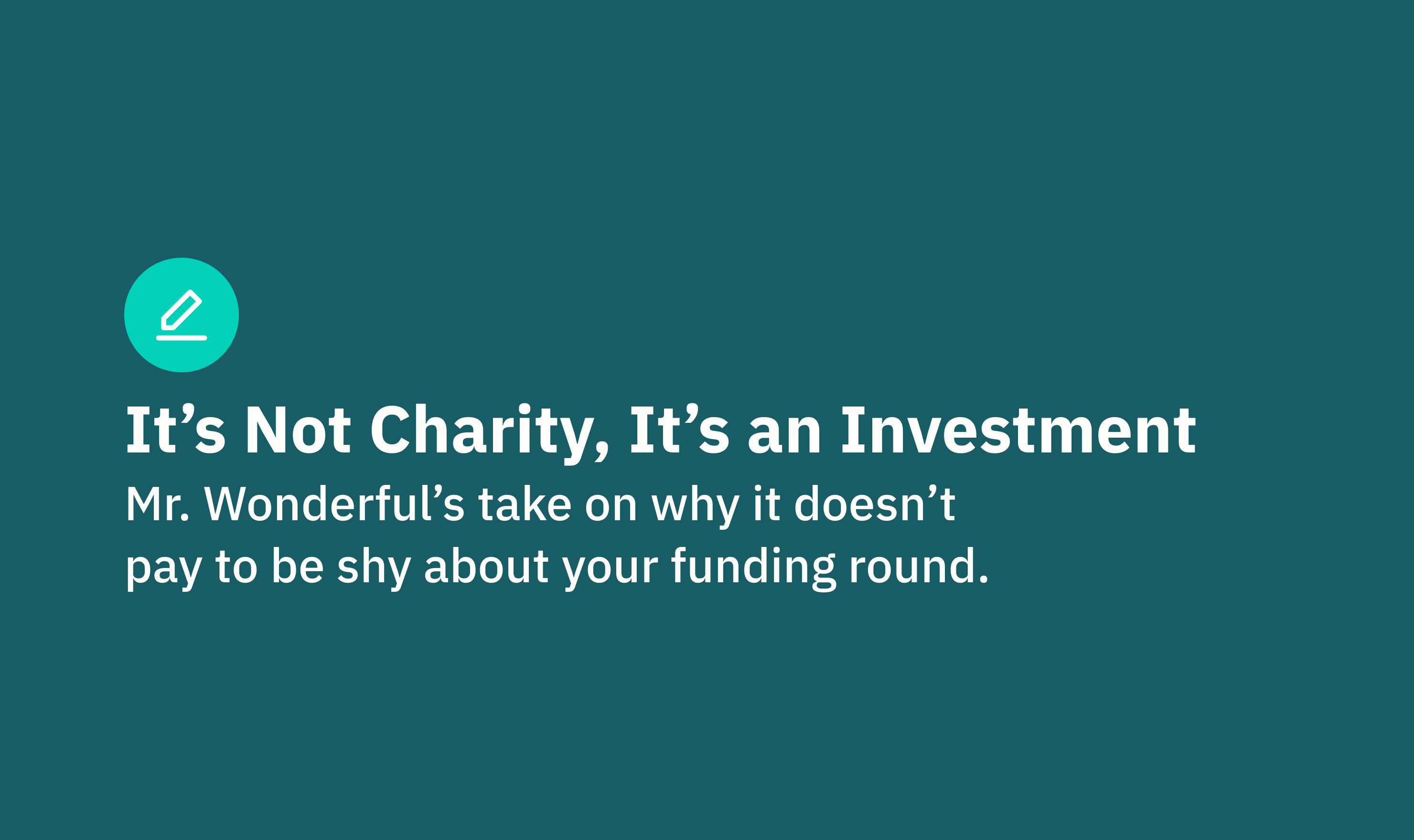 It's Not Charity, It's an Investment